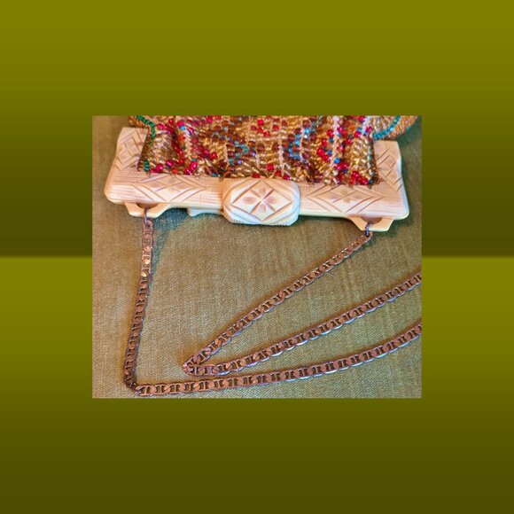 Authentic Early 20th Century Glass Beaded Art Deco Purse with Bakelite Frame - Picture 4 of 6